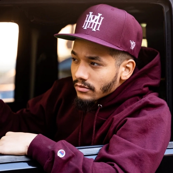 Mike's Hot Honey Heritage Snapback Hat Snapback Hat Maroon White Pink Logo - Picture 13 of 13